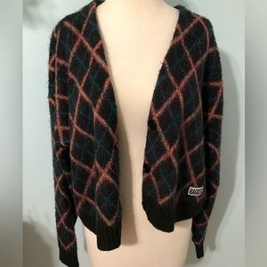 Ragged Priest Argyle Cardigan Sweater Size Small